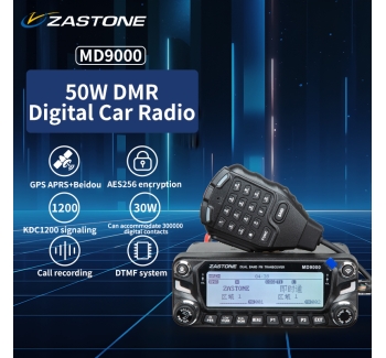 ZASTONE MD9000 DMR Digital Car Walkie Talkie 50W Dual Band Mobile Radio Gps APRS Walkie-talkie AES256 DTMF Amateur Transceiver