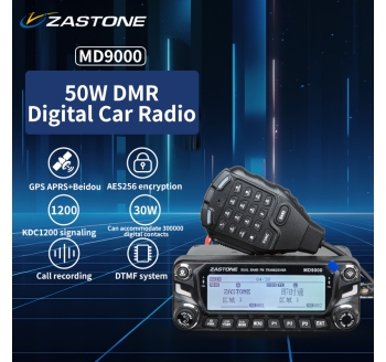 ZASTONE MD9000 DMR Digital Car Walkie Talkie 50W Dual Band Mobile Radio Gps APRS Walkie-talkie AES256 DTMF Amateur Transceiver