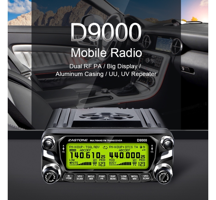 ZASTONE D9000 Car Walkie Talkie 50W Mobile Radio Dual Band VHF UHF